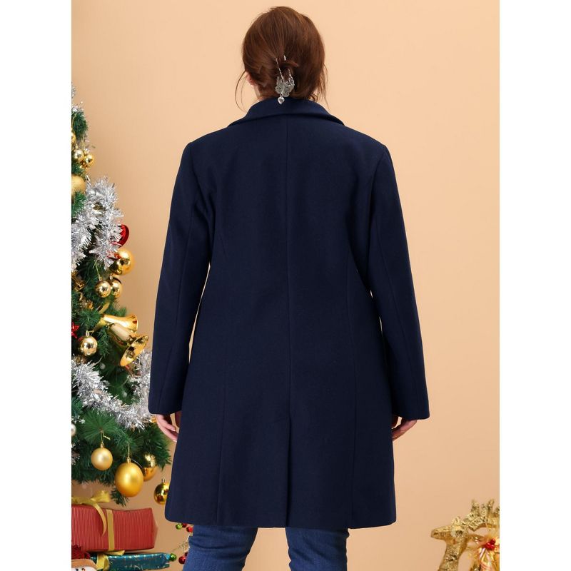 Agnes Orinda Women's Plus Size Winter Notched Lapel Single Breasted Pea Coat, 5 of 7