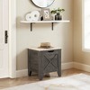 VECELO 18/30/43" Storage Ottoman Wooden Bench with Wicker-Knot Cushions Toy Box Organizer with Safety Hinges Charcoal Gray/White - 2 of 4