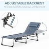 Padded Folding Chaise Lounge Chair, Outdoor 6-Level Reclining Camping Tanning Chair with Headrest for Beach, Patio, Pool - 4 of 4