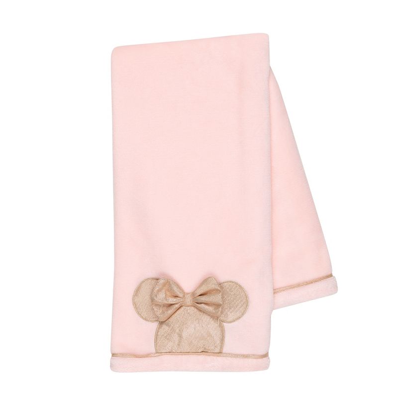 Lambs & Ivy Disney Baby Pink/Rose Gold MINNIE MOUSE Appliqued Baby Blanket, 4 of 6