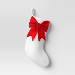 21" White Stocking with 3D Bow Decor - Wondershop™ - 1 of 3