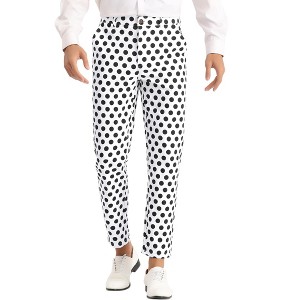 INSPIRE CHIC Men's Polka Dots Pattern Straight Leg Dress Pants - 1 of 4