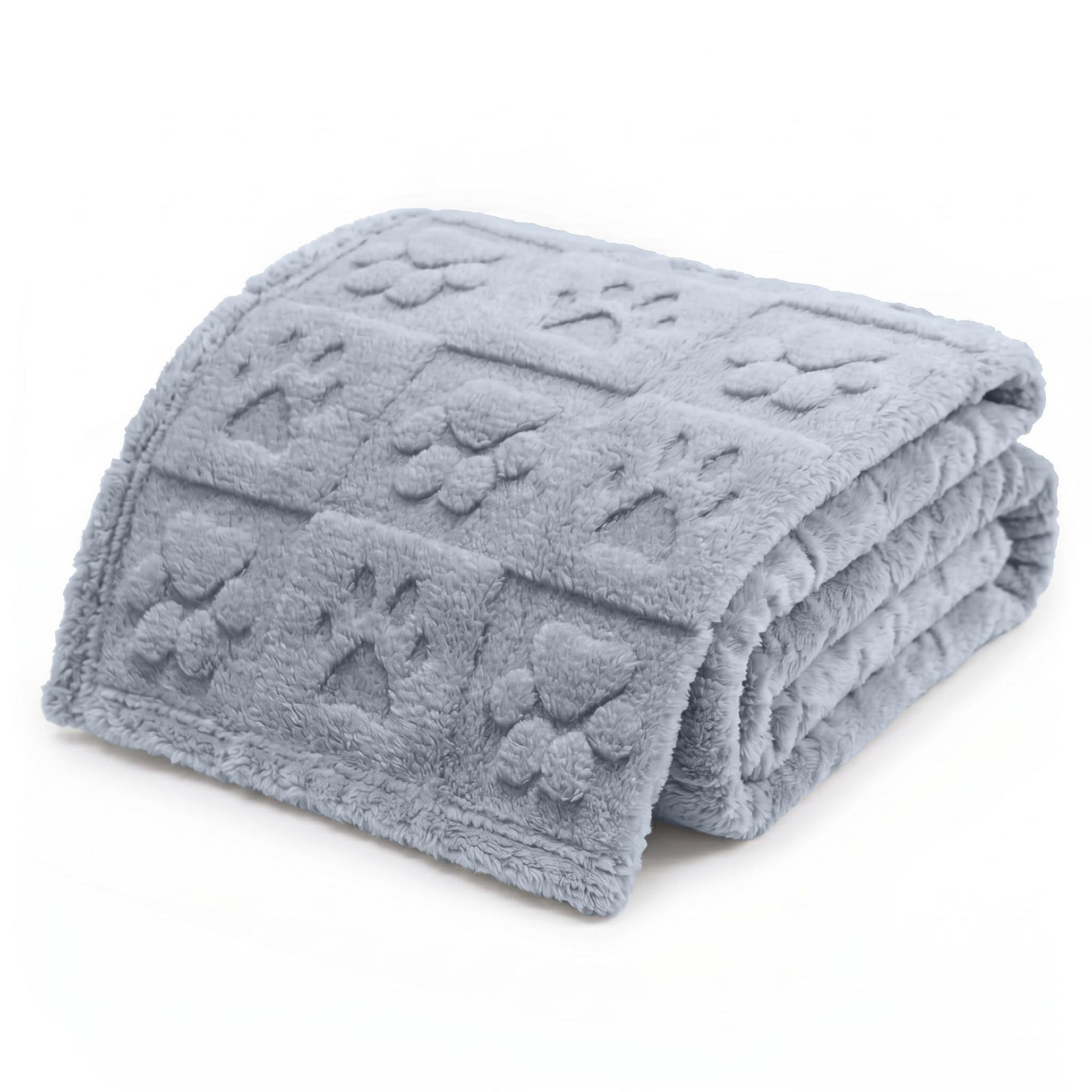 Americanflat 30x40 Jacquard Pet Fleece Throw Blanket - Gray Paw Print Polyester Fleece