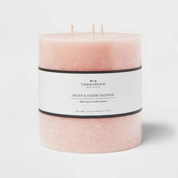 Peony & Cherry Blossom Cozy Pillar Candle Pink - Threshold™