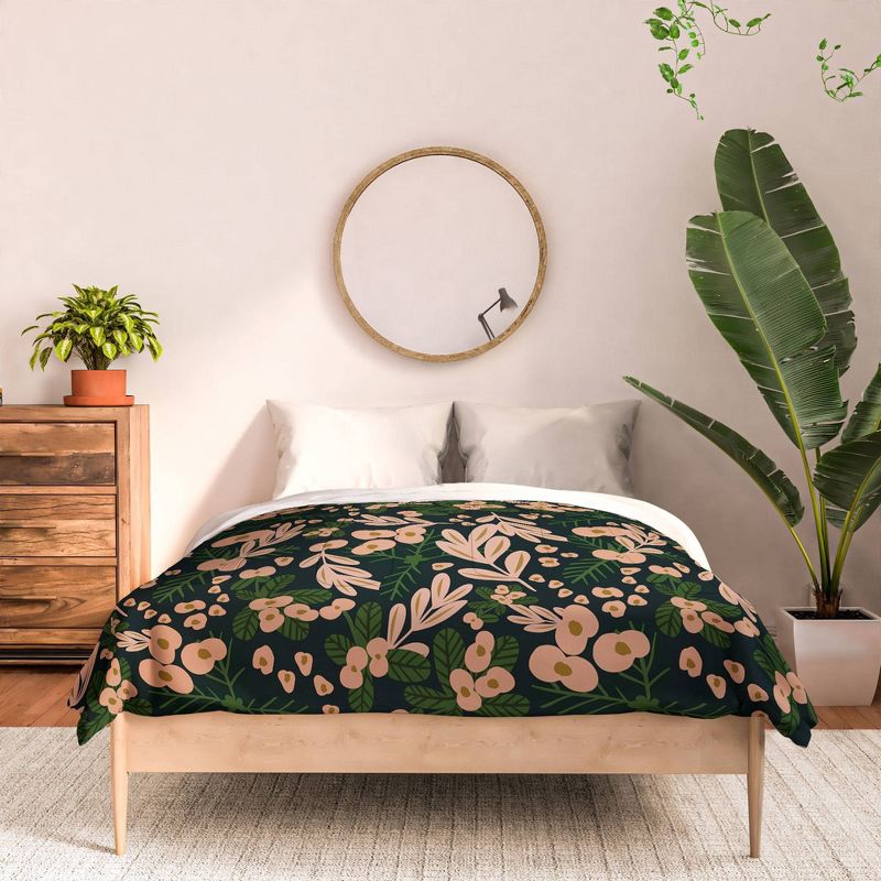 Oris Eddu Poppy Pine Polyester Comforter & Sham Set Black/Blush - Deny Designs, 4 of 6