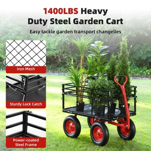 880lbs/1400lbs Steel Garden Dump Cart, Heavy Duty Yard Dump Utility Wagon,Utility Metal Wagon , 10-Inch Wheels Perfect for Garden, Farm, Yard - 1 of 4