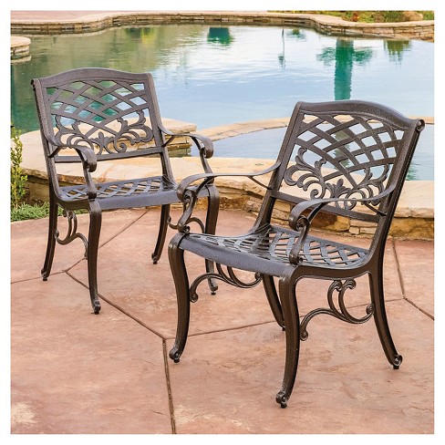 Sarasota Set Of 80 Cast Aluminum Patio Chair - Hammered Bronze ...