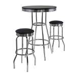 3pc Summit Bar Height Dining Sets with Swivel Stools Black/Bright Chrome - Winsome