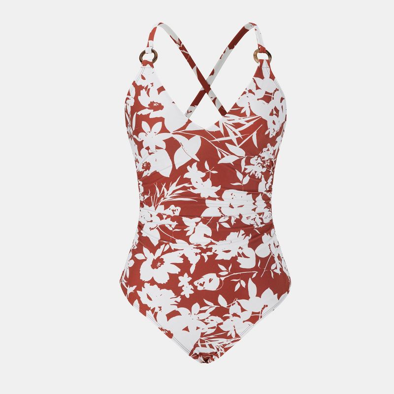 Women's Floral V Neck Back Tie One Piece Swimsuit - Cupshe, 2 of 9