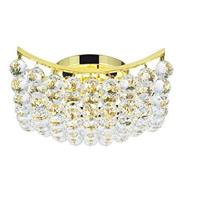 Gold 14'' Flush Mount Light with Clear Royal Cut Crystals