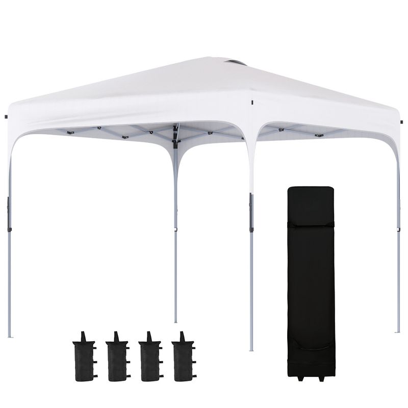 Outsunny 8' x 8' Pop Up Canopy, Foldable Gazebo Tent with Carry Bag with Wheels and 4 Leg Weight Bags for Outdoor Garden Patio Party, 4 of 7