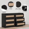 Rattan & Wood 6-Drawer Dresser - Modern Wide Chest, Multi-Scene Storage Furniture for Bedroom/Nursery - 4 of 4