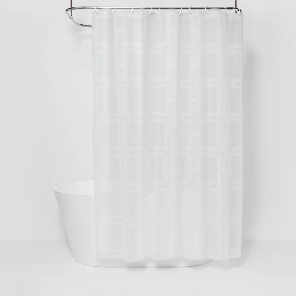 Photos - Shower Curtain Grid  White - Room Essentials™