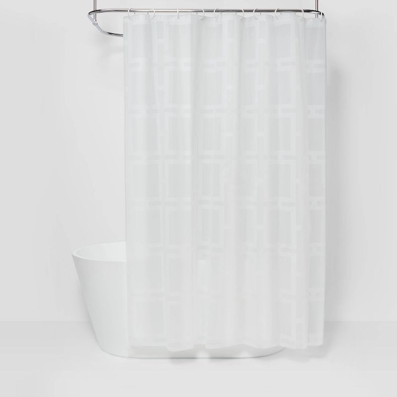 Grid Shower Curtain White - Room Essentials&#8482;, 1 of 5