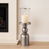 Modern Tall Glass Cylinder Candle Stand Holder - Pillar Candle Holder for Mantel, Console, Dinning Table, Centerpiece, or Home Decor - Silver - 3 of 4