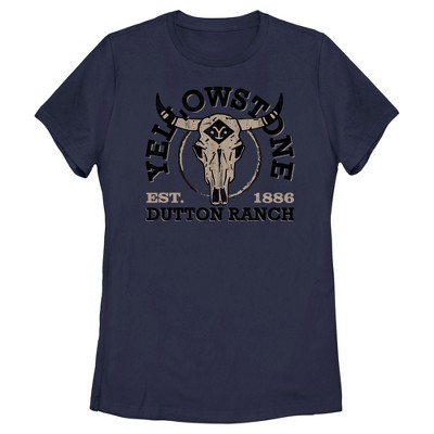 Women's Yellowstone Cow Skull Dutton Ranch T-shirt : Target