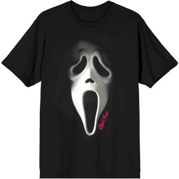 Ghostface With Pink Logo Men's Black Graphic Tee