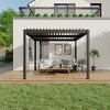 10X12 ft Louvered Pergola - Aluminum Frame with Independent Adjustable Rainproof Top, Perfect for Deck, Garden & Backyard - 2 of 4