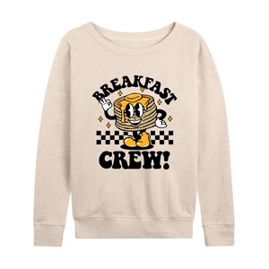 Women's - Instant Message - Valentine's Day Breakfast Crew Lightweight French Terry Wide Neck Long Sleeve Shirt - 1 of 4