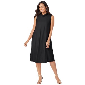 Jessica London Women's Plus Size Georgette Mock Neck Dress - 1 of 4