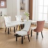 Modern Tufted PU Leather Velvet Dining Chair Set of 2 with High Back,Nailhead Trim,Solid Wood Legs for Dining Room-Baofuwish - 3 of 4