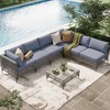 COWLOWN 7 Piece Meta Colored Patio Furniture Set Cushions, Outdoor Sectional with Coffee Table for Porch & Backyard - 3 of 4