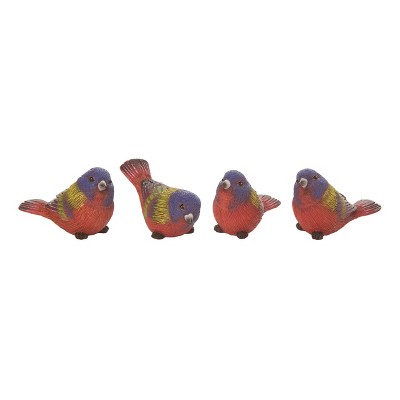 Transpac Small Resin Painted Bunting Bird Set of 4 Spring Home Decorations