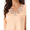 cheibear Women's Satin Half Sleeve Lace Trim Top with Long Pants 2 Piece Sleepwear Sets - 4 of 4