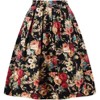 Vintage High-Waist Pleated Skirt - Women's A-Line Midi Skirt with Retro Flair Deep Golden Flower - 2 of 4