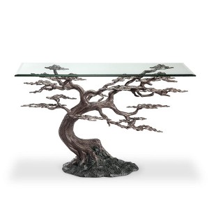 SPI Home Cypress Tree End Table – 30" Tall Bronze Metal Tree Base with 48" Glass Top, Nature-Inspired Entryway or Hall Table - 1 of 3