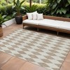 Taupe And Ivory Geometric Washable Indoor Outdoor Area Rug - 2 of 4
