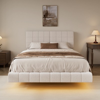 Christopher Knight Home Florentino Modern Upholstered Floating Bed with LED Lights