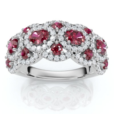 Pompeii3 1Ct Wavy Ruby & Diamond Ring 14k Gold Lab Created