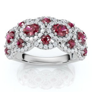 Pompeii3 1Ct Wavy Ruby & Diamond Ring 14k Gold Lab Created - 1 of 4