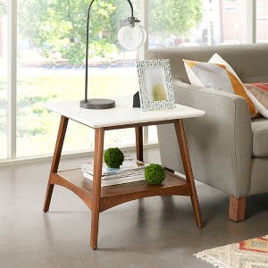Chic Crate - Solid Pecan Wood Parker End Table with Sleek Design and Storage Shelf – Ideal for Modern Living Rooms - 1 of 4