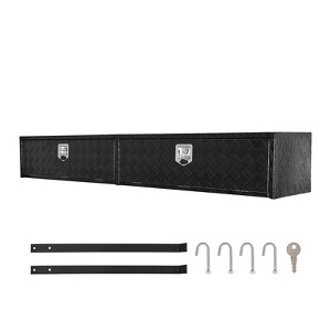 VEVOR Truck Tool Box, 88x16x13In, Black Aluminum Tread Topsider Toolbox with Dual Drop Doors,Heavy Duty Lockable Storage and Organization Box, Black - 1 of 4