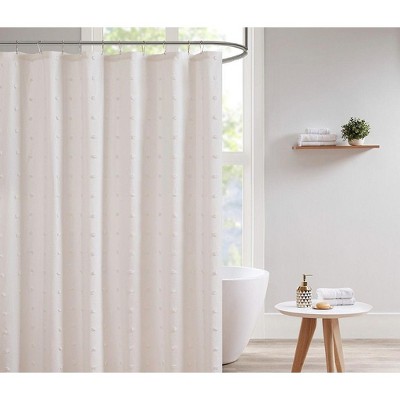 PAGED 72x70 Inch Shower Curtain Modern Cotton Shower Curtain with Tufted Design for Bathroom, Machine Washable