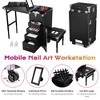 Byootique Rolling Manicure Table with 4 Storage Foldable Nail Station Desk for Beauty Salon Makeup Artist Manicurist Hairstylist - 3 of 4