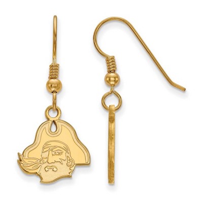 Black Bow Jewelry 14k Yellow Gold Plated Sterling Silver East Carolina Pirates NCAA Dangle Earrings