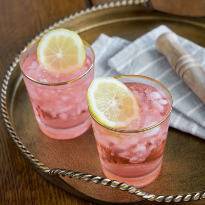 Gold Rimmed Clear Glass 10oz Lowball Tumbler Set