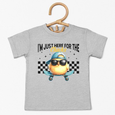 The Juniper Shop I'm Just Here For the Chicks Checkered Toddler Short Sleeve Tee