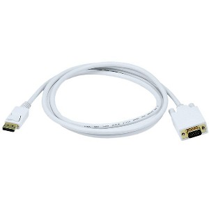 Monoprice Video Cable - 6 Feet - White | 28AWG Display Port to VGA Cable, Gold Plated Connectors - 1 of 4