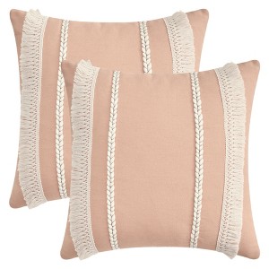REGALWOVEN Boho Modern Striped Decorative Throw Pillow Cover for Living Room Bed Sofa 2 Pcs - 1 of 4