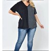 Women's Color Block Plus Top with Rhinestone Angel Wings on Back - VOCAL APPAREL - 2 of 4