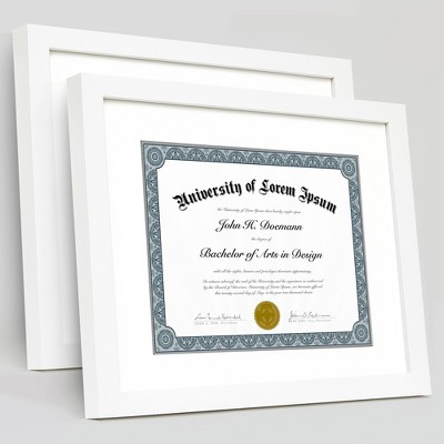 Americanflat Diploma Frame - 11x14 with 8.5x11 Mat for Diploma - Wood + Glass - 2 Pack