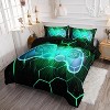 Boersma Gamepad Comforter Set Twin – Green & Black Video Game Bedding with Number and Hexagon Design, Gamer Quilt with 2 Pillowcases for Boys & Teens - 4 of 4