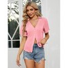 Clearlove Women's Pleated Short Sleeve Cardigan Lightweight Knit Open Front Cover Up with Draped Details - 3 of 4
