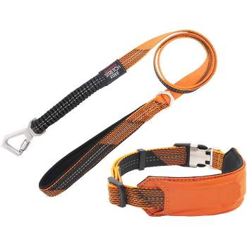 Pet Life Geo-prene 2-in-1 Shock Absorbing Neoprene Padded Reflective Dog  Leash And Collar Orange : Target