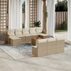 vidaXL 11 Piece Patio Sofa Set with Cushions Beige Poly Rattan - With Table - 2 of 4