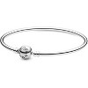 Two-Tone Bangle with Ball Clasp, Sterling Silver & Gold Tone Bracelet for Women, Gift Box Included - 3 of 4
